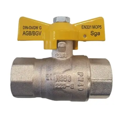 SGA 56183 SGA HTB gasbolkraan met vlindergreep (geel) FF 3/4 x 3/4 - KVBG gekeurd EN331 MOP5