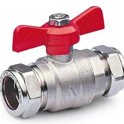 SGA bolkraan water met vlindergreep (rood) en klemkoppelingen 22 x 22 mm WVA100773