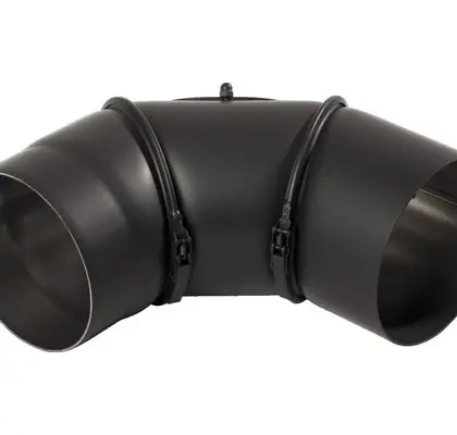 STD 08SB130RV STD BLK rookgas bocht met kijkgat 90° MF 130 mm - zwart - staal 2 mm - verstelbaar