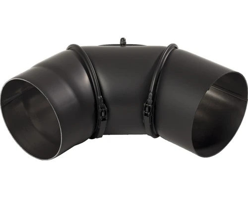 STD 08SB130RV STD BLK rookgas bocht met kijkgat 90° MF 130 mm - zwart - staal 2 mm - verstelbaar
