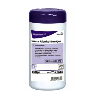 Suma Alcoholdoekjes 80% 14x14cm 7522683