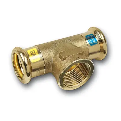 Sanha Persovergangs-T-stuk brons 22 x 3/4" x 22F gas / (drink)water Sanha HydroGas 1151302234