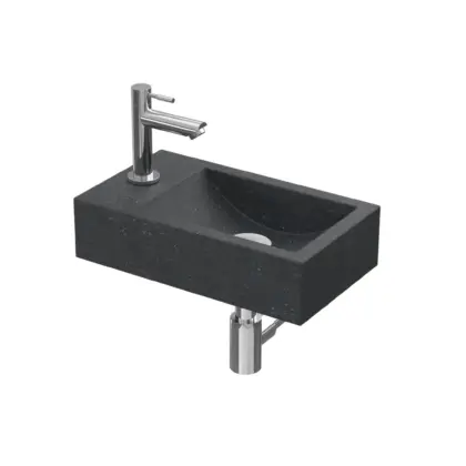 Sanibell Fonteinpack 40x23 blue stone-chroom gat L fontein-kraan-design sifon-afvoerplug-bevestiging 1805220P