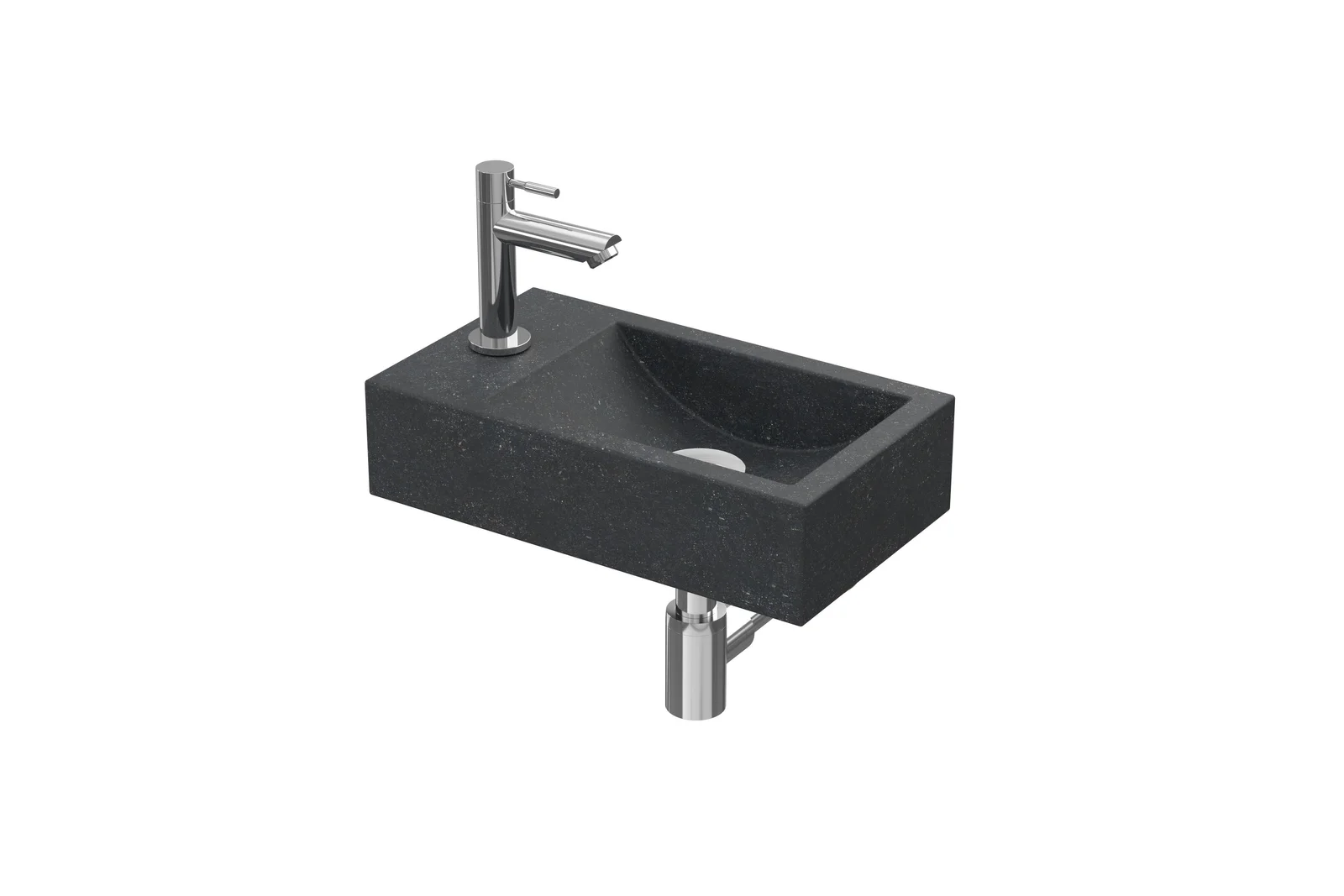 Sanibell Fonteinpack 40x23 blue stone-chroom gat L fontein-kraan-design sifon-afvoerplug-bevestiging 1805220P