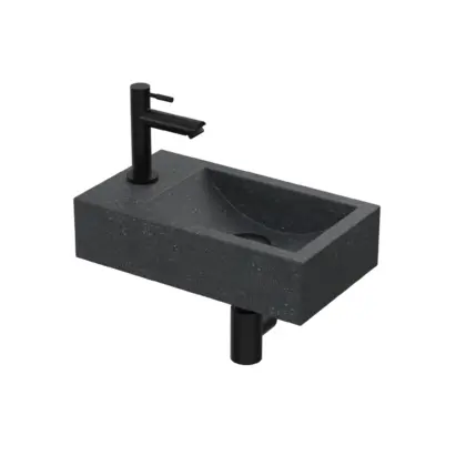 Sanibell Fonteinpack 40x23 blue stone mat zwart gat L fontein-kraan-design sifon-afvoerplug-bevestiging 1805225P