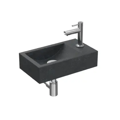 Sanibell Fonteinpack 40x23 blue stone-chroom gat R fontein-kraan-design sifon-afvoerplug-bevestiging 1805230P
