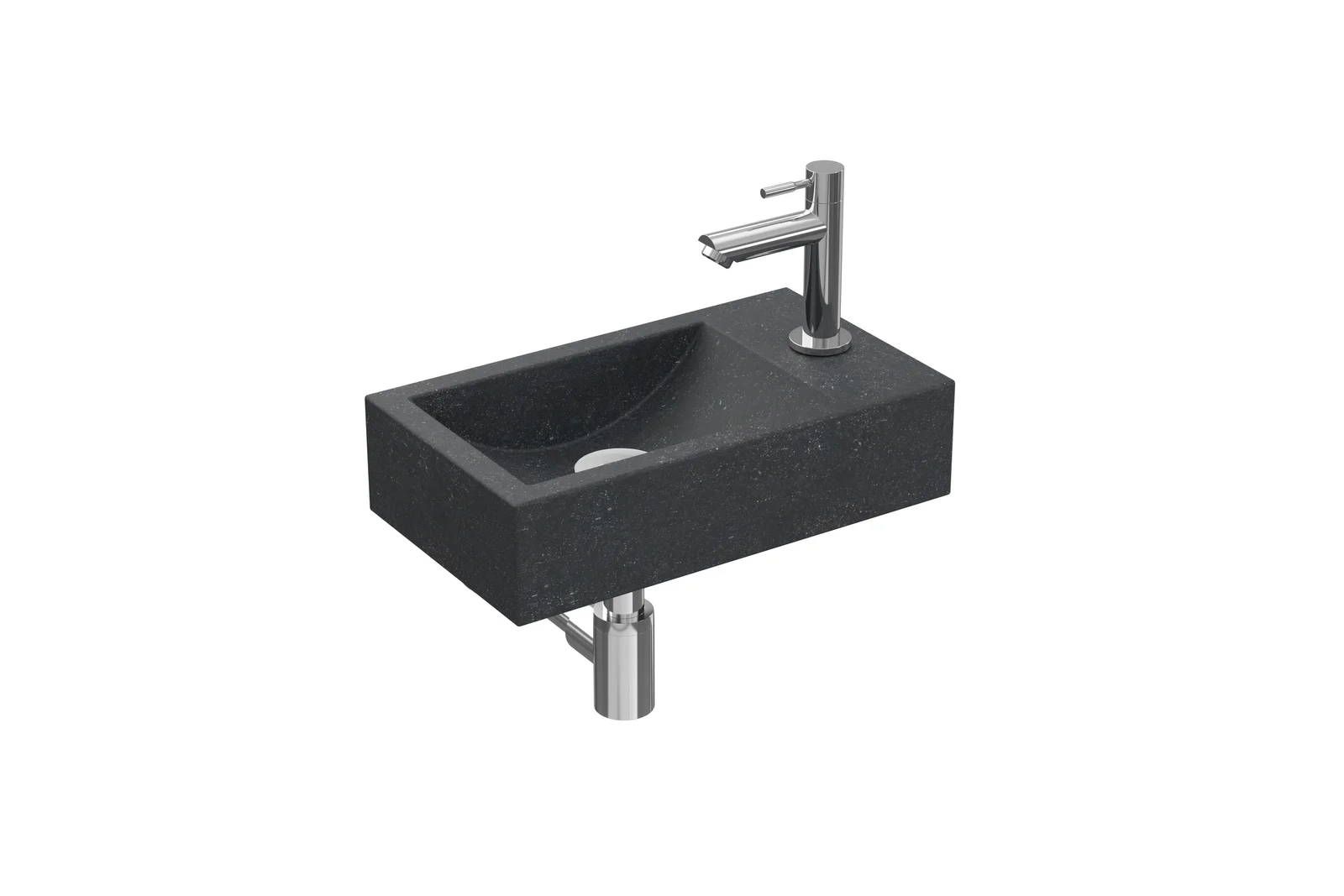 Sanibell Fonteinpack 40x23 blue stone-chroom gat R fontein-kraan-design sifon-afvoerplug-bevestiging 1805230P