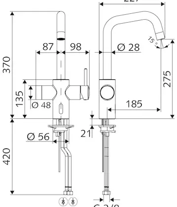 SCHELL GRANDIS E Keukenkraan GRANDIS E HD-M IR, hendel, MW, met batterijvak, chroom 002420699