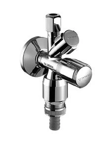Schell Comfort combi hoekstopkraan 1/2 x 3/4 x 10 mm - chroom - Belgaqua gekeurd - met terugslagklep / beluchter en aansluiting (vaat)wasmachine 035490699