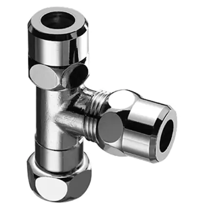 Schell Knelovergangs-T-stuk messing 10 x 3/8" x 10 F (drink)water Schell 041000699