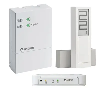 Seitron HYGGE HOME KIT Seitron Hygge Home programmeerbare Wi-Fi thermostaat warm-cool op batterij + Gateway + control unit