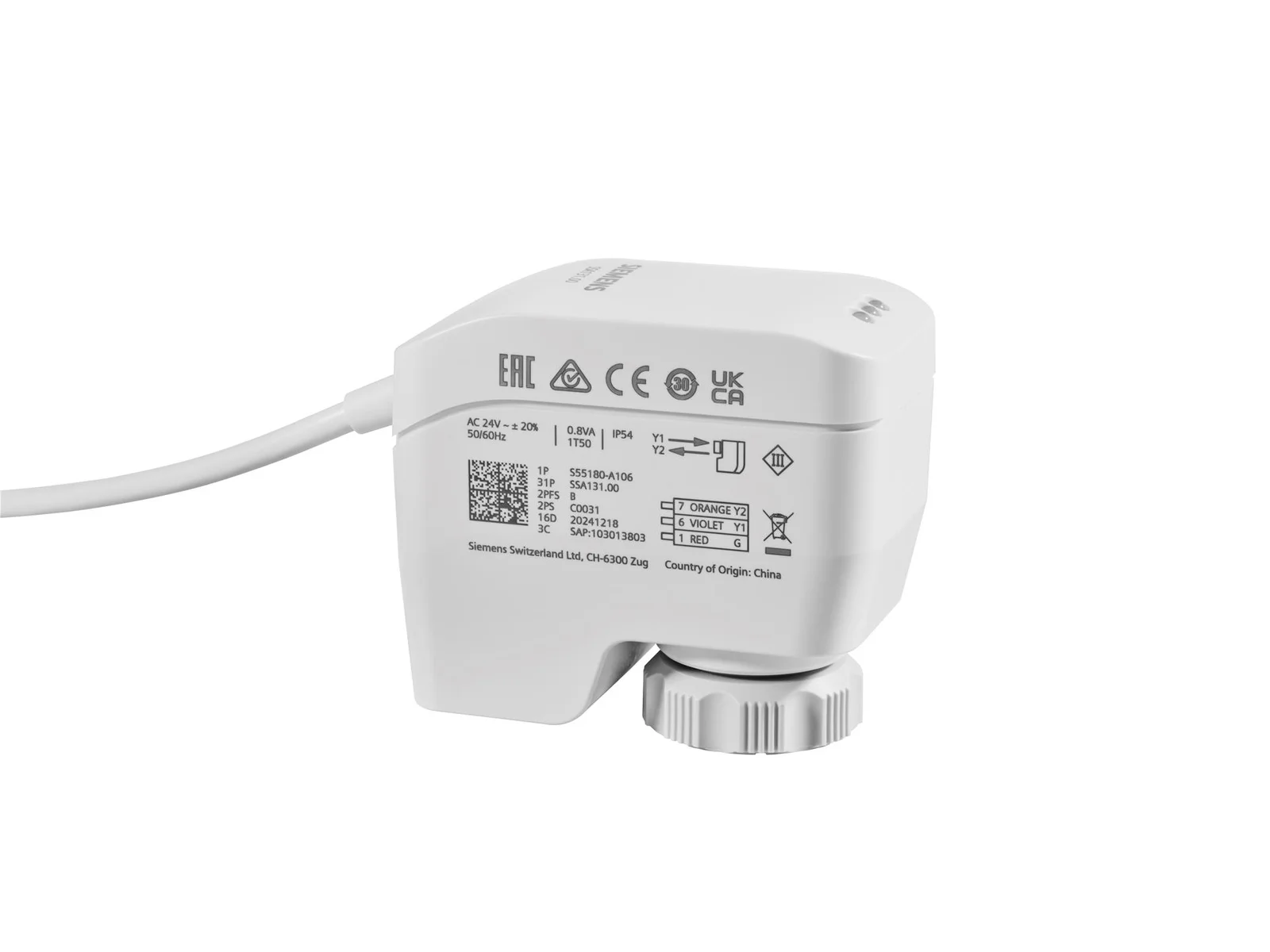 Siemens Elektromotorische aandrijvingen 100 N voor kleppen met een slag van 1,2...6,5 mm 24v AC/DC 3 punts S55180-A106