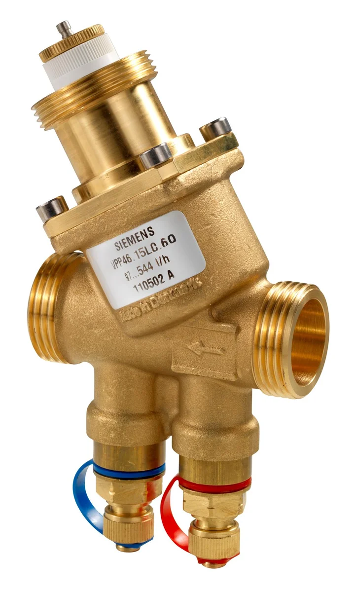 Siemens Combi Naregelafsluiter Buitendraad PN25 DN15 30 tot 200 L/H met meetnippels Siemens S55264-V106