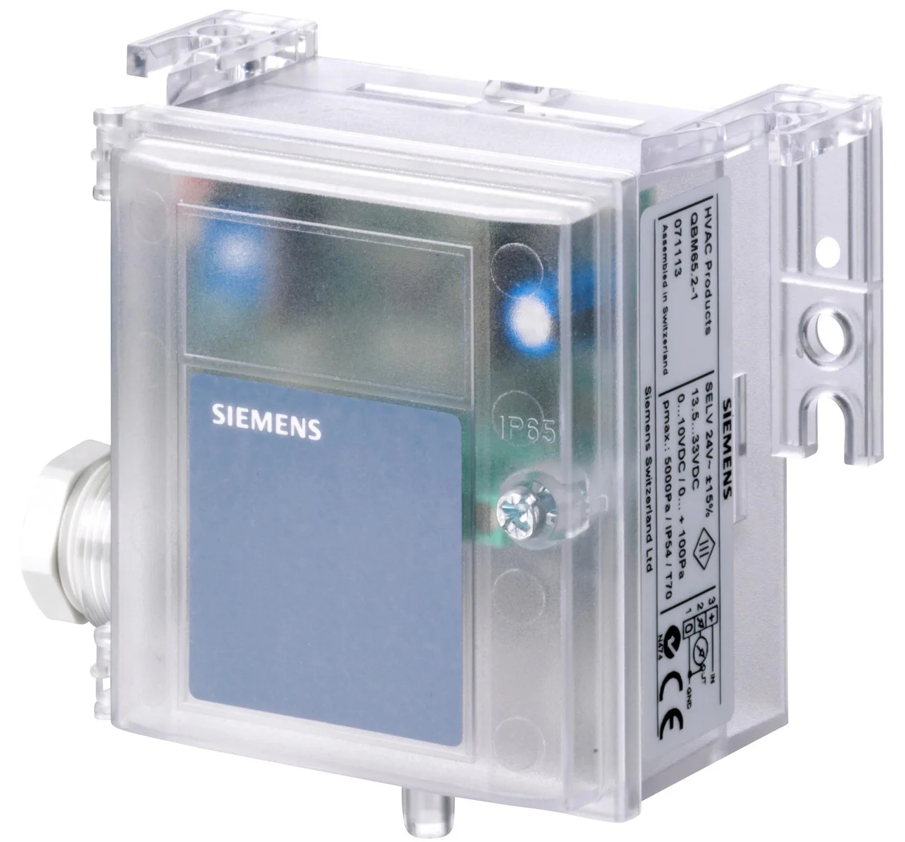 Siemens Luchtkanaal Drukverschilsensor 0 tot 1000 Pa Dc 4 tot 20mA Siemens S55720-S446