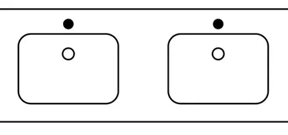 Sleurs Flash wastafelblad 1200 x 450 x 15 mm - kunstmarmer - wit glanzend - 2 waskommen - zonder kraangat - met overloop 1TAFS120GL45LR