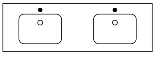 Sleurs 1TAFS140GL45LR Sleurs Flash wastafelblad 1400 x 450 x 15 mm - kunstmarmer - wit glanzend - 2 waskommen - zonder kraangat - met overloop