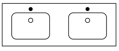 Sleurs 2TAFS120MA45LR Sleurs Flash wastafelblad 1200 x 450 x 15 mm - kunstmarmer - wit mat - 2 waskommen - met kraangat - zonder overloop