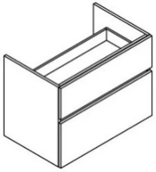 Sleurs Lounge wastafelonderkast met 2 laden uitsparing midden 700 x 500 x 600 mm - Halifax Oak - greeploos 3OKLOZ070HE50H60L2M