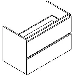 Sleurs Pro wastafelonderkast met 2 laden uitsparing midden 900 x 500 x 600 mm - Alby Blue - greeploos 3OKPRZ090AB50H60L2M
