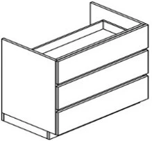 Sleurs Pro wastafelonderkast met 3 laden uitsparing midden 900 x 500 x 870 mm - Casine - greeploos 3OKPRZ090CA50H87L3M
