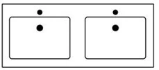 Sleurs Flex wastafelblad met 2 waskommen 1200 x 500 x 15 mm - zonder kraangat - zonder overloop - wit mat 3TAFL120MA50LR
