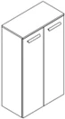 Sleurs Flex halfhoge kolomkast met 2 deuren (greep te kiezen) 800 x 360 x 1160 mm - wit mat HKFLG080MAD2