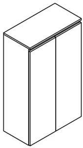 Sleurs Flex halfhoge kolomkast met 2 deuren (greeploos) 800 x 360 x 1160 mm - wit mat HKFLZ080MAD2