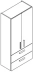Sleurs KKFLG080MAD2L2 Sleurs Flex kolomkast met 2 deuren 2 laden (greep te kiezen) 800 x 360 x 1660 mm - wit mat