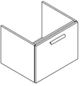 Sleurs Flex wastafelonderkast met 1 deur rechts (greep te kiezen) 600 x 450 x 450 mm - wit mat OKFLG060MA45H45D1R