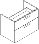 Sleurs OKFLG140MA50H60AL2LR Sleurs Flex wastafelonderkast met 2 lades asymmetrisch (greep te kiezen) 1400 x 500 x 600 mm - wit mat - uitsparing links en rechts