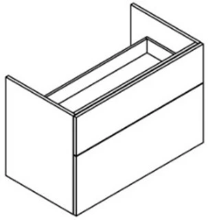 Sleurs OKFLT090MA50H60AL2M Sleurs Flex wastafelonderkast met 2 laden asymmetrisch (tip-on) 900 x 500 x 600 mm - wit mat - uitsparing midden
