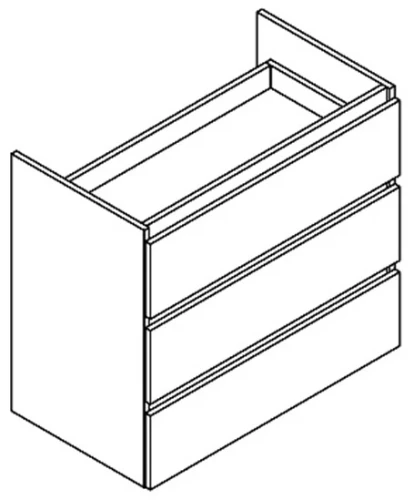 Sleurs OKFLZ120MA50H79L3Z Sleurs Flex wastafelonderkast met 3 laden (greeploos) 1200 x 500 x 790 mm - wit mat - zonder uitsparing