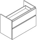 Sleurs Flex wastafelonderkast met 2 lades asymmetrisch (greeploos) 1400 x 450 x 600 mm - wit mat - uitsparing midden OKFLZ140MA45H60AL2M