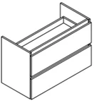 Sleurs OKFLZ140MA50H60SL2M Sleurs Flex wastafelonderkast met 2 laden (greeploos) 1400 x 500 x 600 mm - wit mat - uitsparing midden