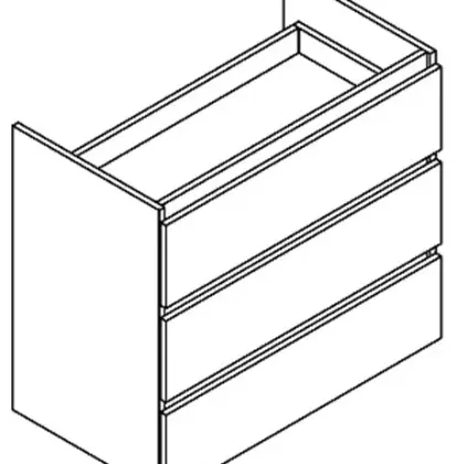 Sleurs Flex wastafelonderkast met 3 laden (greeploos) 1400 x 500 x 790 mm - wit mat - uitsparing midden OKFLZ140MA50H79L3M