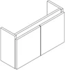 Sleurs Luka wastafelonderkast met 2 deuren (greeploos) 600 x 200 x 350 mm - wit mat OKLUZ060MA20H35D2