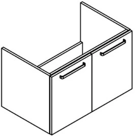 Sleurs Silver wastafelonderkast met 2 deuren (greep te kiezen) 800 x 500 x 500 mm - wit mat OKSIG080MA50H50D2
