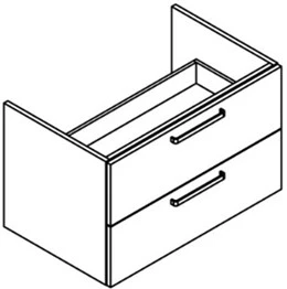 Sleurs Silver wastafelonderkast met 2 laden (greep te kiezen) 800 x 500 x 500 mm - wit mat OKSIG080MA50H50L2