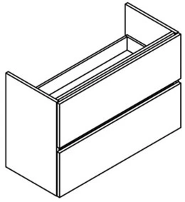 Sleurs Silver wastafelonderkast met 2 laden (greeploos) 400 x 500 x 500 mm - wit mat OKSIZ040MA50H50L2