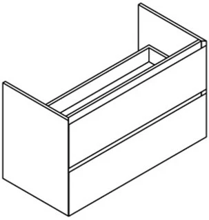 Sleurs OKVEZ060PBI50H60L2M Sleurs Velvet wastafelonderkast met 2 laden (greeploos) 600 x 500 x 600 mm - Bianco - uitsparing midden