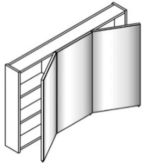 Sleurs SKTR140MAD3 Sleurs Triptique spiegelkast met 3 deuren 1400 x 157 x 778 mm - wit mat - dubbelzijdig spiegel