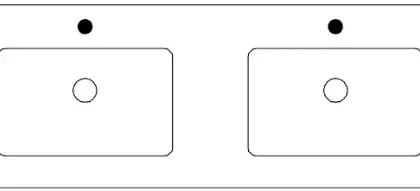 Sleurs Charlene wastafelblad 1220 x 460 x 15 mm - porcelein - wit glanzend - 2 waskomen - met kraangat - met overloop TACH122WG46LR