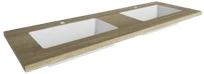 Sleurs TADM140MA50W2 Sleurs Dina Moon wastafelblad 1400 x 500 x 30 mm - HPL/solid surface - wit mat - met 2 waskommen - met kraangat - met overloop - bestelformulier verplicht
