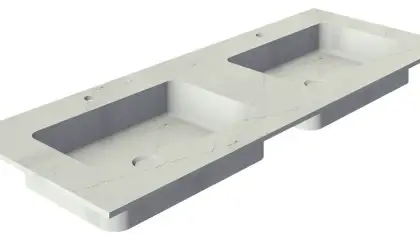 Sleurs Evita wastafelblad 1200 x 500 x 12 mm - composiet - Desert Silver - 2 waskommen - met kraangat - zonder overloop - bestelformulier verplicht TAEV120SDE50H1.2W2