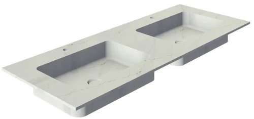 Sleurs TAEV120SDE50H1.2W2 Sleurs Evita wastafelblad 1200 x 500 x 12 mm - composiet - Desert Silver - 2 waskommen - met kraangat - zonder overloop - bestelformulier verplicht