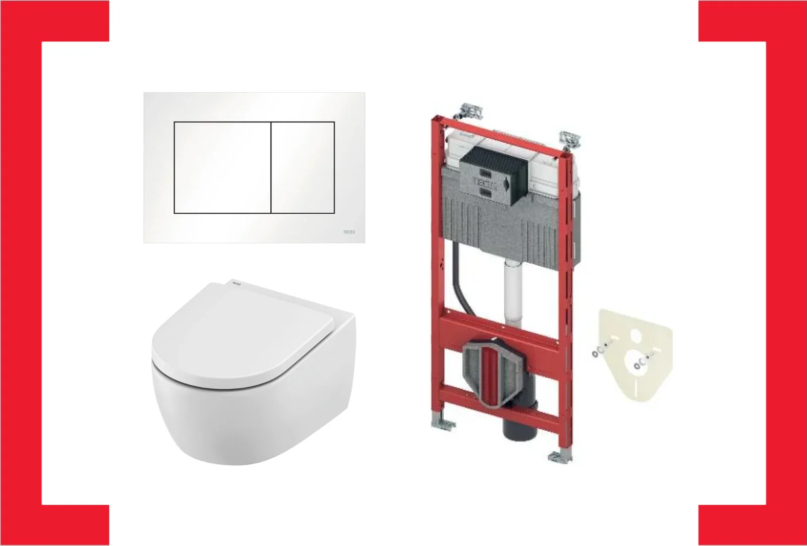 TECE Wandwc TECE diep zonder spoelrand 35.5x51.5x wit PAKKETTECELOFT