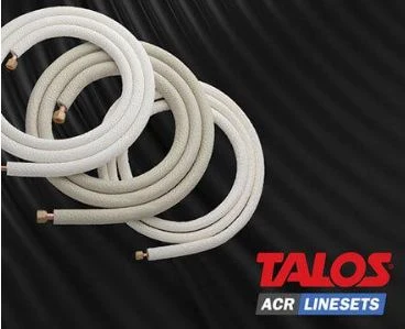Talos 2821028082975 Talos ACR Linesets Twin geisoleerde koper koelleiding met flairkoppeling 1/4 x 1/2 (rollengte 10m) - wit - met isolatie Pe-X - prijs per rol