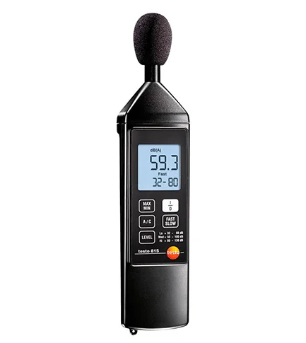 Testo Testo 815 geluidsmeter incl. batterij, handleiding schroevendraaier + windbeschermer 05638155
