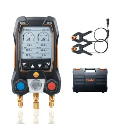 Testo 550s basisset digitale manifold koelinstallaties warmtepomp incl. 2 klemvoelers (met kabel) Testo 05645501
