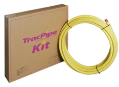 TracPipe PLT starterskit inox flexibele buis voor gas 22 mm (rollengte 15m) - geel - met silicone tape - prijs per doos GPF101362